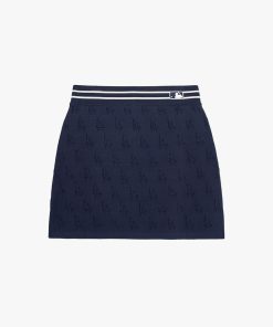 MLB - Chân váy chữ A mini dệt kim Monogram