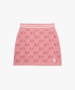 MLB - Chân váy chữ A mini dệt kim Monogram